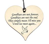 Close to the Bone #921 Goodbyes Wooden Hanging Heart Plaque Memorial, Funeral Gift