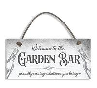 Close to the Bone Funny Alcohol Sign Man Cave / Home Bar Home Bar Pub Hanging Plaque Vodka Gin Beer - Welcome to the Garden Bar #1535, 190mm x 90mm x 5mm