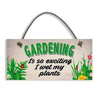 Close to the Bone Garden Sign Plaque So Exciting I Wet My Plants Funny Novelty Gift 190mm x 90mm x 5mm Wooden Wall Mount
