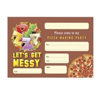 Close to the Bone Kids Invitations Childrens Birthday Party Invites Pizza Making x18 Girls or Boys Pack of 18 including Envelopes A6 size 15cm x 10.5 cm #68