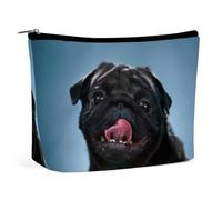 Close-up a Pug Puppy Cosmetic Bag Travel Makeup Bags Leather Pouch Organizer Pen Case Pencil Container