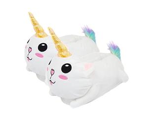 Close Up Catcorn plush slippers unicorn cat white-coloured, microplush made of 100% polyester.