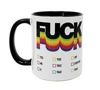 FUCK Cup - Cup to tick - Coffee/Tea Mug, Rainbow Design, DIY