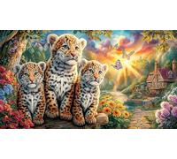 Close-up-of-a-leopard-s-face-with-detailed-spots 1000 Pieces Jigsaw Puzzle Recycled Paper Educational Game Challenge Fun Present & Activity for Home for Adults Kids 70x50/1000pcs