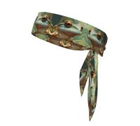 Close-up of a Smoky-Colored Frog Printed Double-Sided Sports Bandana with Double-Sided Drawstring Suitable for Tennis Running and Yoga