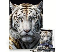 Close Up of A White Tiger Hard Jigsaw Puzzle for Adults 1000 Pieces Restful Game Smooth Joint Family Bond Art Decor (50x75cm)