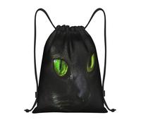 Close-Up Of Cat Black'S Green Eyes Cinch Sack Pack Drawstring Backpack Unisex Lightweight String Backpack For Travel Party Storage 36X42Cm