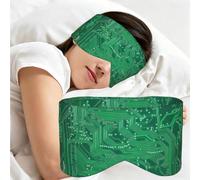 Close Up of Printed Green Computer Circuit Board, Sleep Mask for Home Travel, Full Eye Covers Light Blocking Eye Mask Sleep Eye and Ear Muffs