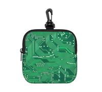 Close Up of Printed Green Computer Circuit Board, Square Zipper Storage Bag, Neoprene Coin Purse, Small Wallets, Change Pouch, Change Purse