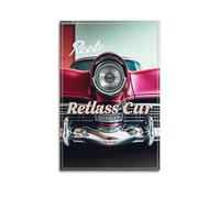 Close Up of Vintage Red Car Headlights Poster Wall Art Canvas Aesthetic Cover Painting for Living Room Bed Room 20x30inch(50x75cm) Unframe-style