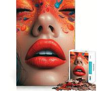 Close-up Portrait with Abstract Makeup Jigsaw Puzzle 1000 Piece for Teenagers Leisure Game Real Thick Fun Activity Great Gift (38x26cm)