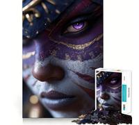 Close-up Portrait with Purple Eyes Jigsaws for Adults1000 Pieces Brain Teaser Bright Color Family Pastime Home Decor (38x52cm)