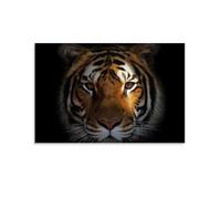 Close Up Poster of Cat Tiger Head on Black Background Poster Vintage Art, Wall Canvas, Decoration Aesthetic, Living Room, Kids Room Dormitory, Cafe, Bathroom, Suitable for Bedroom, Gym, Cool Classic 1