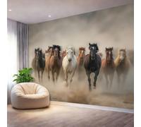 Close-Up Running Horse Dust Wall Mural Wallpaper, Non Self Adhesive Paste The Wall Mural for Living Room Bedroom, Colorful High Definition Art Wall Decor - 300 x 210 cm (W x H)