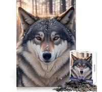 Close Up Snow Wolf Jigsaw Puzzles 1000 Pieces for Teenagers Sharp Brain Neat Thick Family Pastime Christmas Idea (50x75cm)
