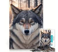 Close Up Snow Wolf Jigsaw Puzzles 1000 Pieces for Teenagers Sharp Brain Neat Thick Family Pastime Christmas Idea (50x75cm)