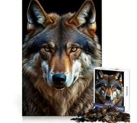 Close Up Wolf Head for Adults 1000 Piece Puzzle Recall Enhancer Bright Print Pattern Assemble Xmas Surprise (38x52cm)