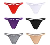 Closecret Women’s Sexy Panties Cotton Thongs Pack of 6pcs G-String in 6 Colors (S/M(Waist:68-74cm))