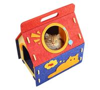 Closed Cat Bed, Enclosure, Pet House, Pet Cave with Multiple Holes and Nest, for Kittens, Puppies, Cats, Dogs, Indoors, Living Room, Cold Months