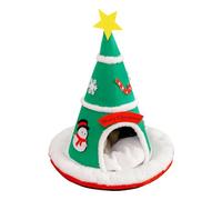 Closed Cat Bed - Soft Pet Cave Christmas Tree Warm Washable House Plush Cushion Nest Anti-Slip Indoor Sleeping Bed for Kitten Puppy