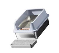 Closed Cat Litter Tray Made of Stainless Steel, Low Entry for Easy Access Basins, Prevents Litter Scattering, Easy to Clean, Stainless Steel Filter Pedals for the Cat Litter Tray