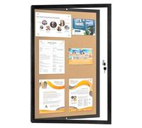 Closed Cork Black Board, Lockable Tamper-proof Notice Board, with Black Pine Frame, Information Box, Poster Showcase, Cork Board, 60 x 90 cm, Pin Board (KMB-BK-6090)