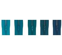 Closed end Zip Fastener, Pack of 5, (Teal-G210, 14 inch)