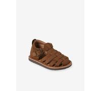 Closed Leather Sandals with Buckle for Babies brown
