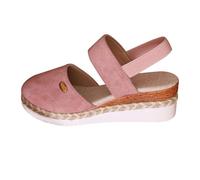 Closed Toe Espadrille Wedge Sandals for Women Platform Slip on Elastic Sling Back Strap Wide Fit Stretch Sandal Comfortable Casual Summer Wedges Shoes Ladies Footwear Size 6 Pink