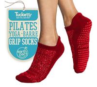 Closed Toe Grip Socks, Non-Slip Pilates & Yoga, Cushioned Arch Support, Sparkling Rouge, Small-Medium