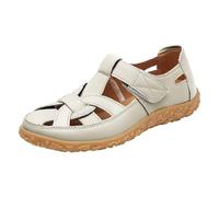 Closed Toe Leather Sandals For Women Uk Casual Hollow Out Summer Ladies Outdoor Walking Sandals Shoes Ankle Strap Sliders Slingback Slippers Fashion Holiday Beach Easy Fasten Flat Sandal