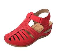 Closed Toe Sandals For Women Clearance, Orthopedic Wedge Sandal With Arch Support, Ladies Retro Hollow Out Gladiator Shoes Outdoor chunky sandals Comfy Ankle Strap Shoe Uk Size 4.5-7.5