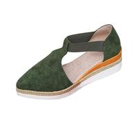 Closed Toe Sandals For Women Close Pointed Toe Elastic Ankle Strap Platform Sandal Espadrilles Wedge Sandals Backless Summer Shoes Ladies Low Wedge Heel Sandal Walking Hiking Shoes