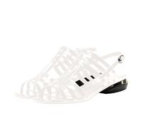 Closed Toe Sandals for Women Ladies Summer New French Soft Leather Roman Shoes Open One Strap Stiletto Casual (White, 6.5)