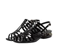 Closed Toe Sandals for Women Ladies Summer New French Soft Leather Roman Shoes Open One Strap Stiletto Casual (Black, 5)