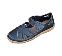 Closed Toe Sandals For Women Retro Flat Sandals Non Slip Walking Sandal Mary Jane Sandal Plain Leather Shoes Casual Soft Sole Shoes Wide Fit Loafers Cut Out Breathable Shoe Lightweight Shoe