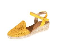 Closed Toe Sandals for Women Wide Fit Platform Wedge Heeled Arch Support Slip On Braided Espadrilles Ankle Strap Summer Shoes Women Shoes Trainers, Yellow, 4.5
