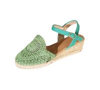 Closed Toe Sandals for Women Wide Fit Platform Wedge Heeled Arch Support Slip On Braided Espadrilles Ankle Strap Summer Shoes Shoes for Women UK Slip on, Green, 6