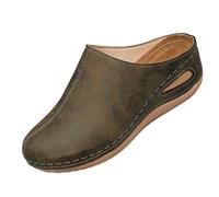 Closed-Toe Sandals Slides Women Straight-Line Thick-Soled Wedge Heel Sandals Ladies Soft Soled Slides Summer Comfortable Slip On Casual Plus Size Shoes Outdoor Beach Wear-Outside Slippers 3.5-7.5