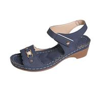 Closed Toe Sandals Women's Pearl Wedge Sandals Comfortable Strap Soft Soled Elegant Versatile Casual And Perfect For Outdoor Wear Especially The Womens Wide (Blue, 6.5)
