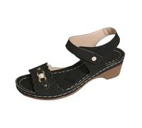 Closed Toe Sandals Women's Pearl Wedge Sandals Comfortable Strap Soft Soled Elegant Versatile Casual And Perfect For Outdoor Wear Especially The Womens Wide (6)