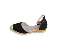 closed toe sandals Womens Sandals Wide Fit Closed Toe Mid Heel Espadrille Wedge Sandals Ankle Strap Hessian Memory Foam Slingback Sliders Comfort Slip on sales.clearance free+delivery Black 6