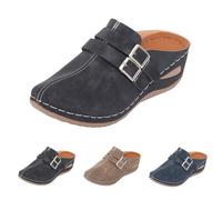 Closed Toe Wedge Mules For Women,Casual Slides Women,Arch Support Slides,Lightweight Non-Slip Slide For City Walk,Autumn Solid Colour Sandals,Daily Outdoor Wear,Buckle Strap Decoration