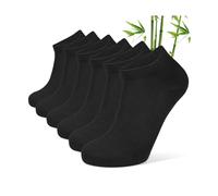 CLOSEMATE 6 Pairs Bamboo Viscose Trainer Ankle Socks for Men and Women Low Cut Breathable Non Slip Socks for Sports Running Casual(6Black, Size M)