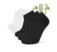CLOSEMATE 6 Pairs Bamboo Viscose Trainer Ankle Socks for Men and Women Low Cut Breathable Non Slip Socks for Sports Running Casual(3Black3White, Size L)