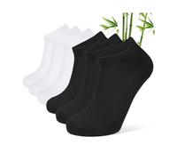 CLOSEMATE 6 Pairs Bamboo Viscose Trainer Ankle Socks for Men and Women Low Cut Breathable Non Slip Socks for Sports Running Casual(3black3white-a, Size L)