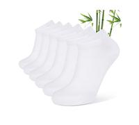 CLOSEMATE 6 Pairs Bamboo Viscose Trainer Ankle Socks for Men and Women Low Cut Breathable Non Slip Socks for Sports Running Casual(6White-a, Size L)