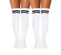 CLOSEMATE Knee High Socks for Women, Over Knee Cotton Socks, 2 Pairs | Soft stretchy above knee socks with a comfortable fit, stay-up ribbed cuff, and solid or striped styles for everyday outfits