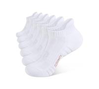 CLOSEMATE Running Ankle Socks for Men & Women Cushioned Breathable Short Trainer Sports Athletic Tab Socks with Arch Support 6 Pairs(6White,M)
