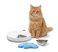 Closer Pets 5-Meal Automatic Pet Feeder, 330g per Bowl, White | Includes Reusable Twin Ice Packs, Easy-to-Use Digital Timer, Dishwasher Safe Bowls, Suitable for Cats & Small Dogs